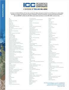 Interstate Connecting Components Line Card: An image displaying the comprehensive product and service offerings available from Interstate Connecting Components, catering to a wide range of industries and applications